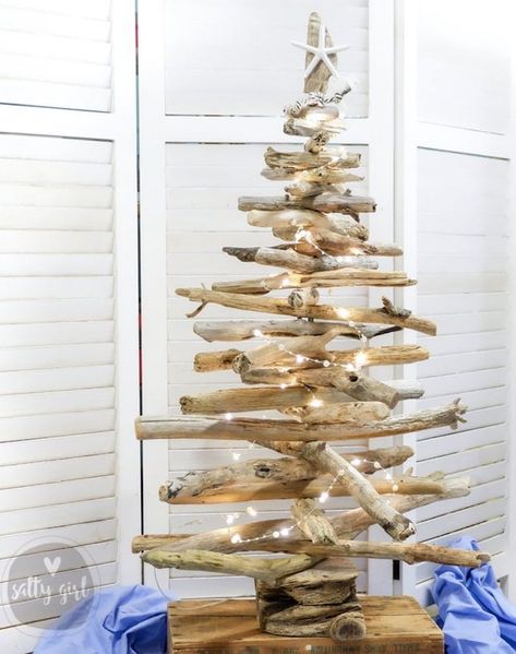 Seaside Christmas, Driftwood Tree, Beach Christmas Trees, Driftwood Christmas, Seaside Holiday, Beach Christmas Decorations, Driftwood Christmas Tree, Beach Christmas Ornaments, Christmas Tree Kit