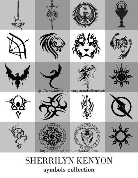 Sherrilyn Kenyon symbols collection by Patatabollente.deviantart.com on #SherrilynKenyon #darkhunter #theleague #symbols #werehunter #patatabollente #Books @DarkHunterItaly @darkhunter @SherrilynKenyon @DeviantArt Sherrilyn Kenyon Tattoos, Dark Hunter Tattoos Sherrilyn Kenyon, Acheron Parthenopaeus, Dark Hunters Sherrilyn Kenyon, Tattoo For My Kids, Sherrilyn Kenyon Books, Sherrilyn Kenyon Dark Hunter, Chronicles Of Nick, Hunter Tattoo