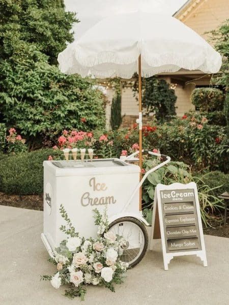 How To Store Ice For A Wedding? Here Are 5 Ways! - Wedding Hacked Ice Cream Cart Wedding Receptions, Ice Cream Stand Wedding, Gelato Stand Wedding, Ice Cream At Wedding Reception, Fun Wedding Venues, Wedding Ice Cream Cart, Wedding Ice Cream Truck, Gelato Cart Wedding, Ice Cream At Wedding