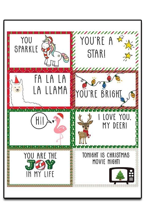 Christmas Lunch Notes - download 16 free Christmas lunch notes (with or without text). It's the perfect way to add a little holiday cheer to your child's lunch during the Christmas season. #freeprintables #christmasprintables #kidslunches Christmas Lunchbox Notes, Fall Lunchbox Notes, Christmas Lunchbox Jokes Printable, Lunch Box Notes For Teens, Joy Movie, Notes For Kids Lunches, Lunchbox Notes For Kids, Kids Lunch Box Notes, Printable Lunch Box Notes