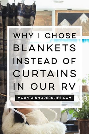 Why I chose Southwest Camp Blankets for our RV Curtains, plus tips for finding curtain alternatives! MountainModernLife.com Rv Color Schemes, Rv Curtains, Camper Curtains, Rv Remodeling, Rv Upgrades, Curtain Alternatives, Rv Redo, Camper Redo, Nissan Elgrand