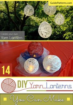 14 DIY Yarn Lanterns You Can Make | Guide Patterns Yarn Lanterns, Yarn Chandelier, Mod Podge Projects, Giant Yarn, Making Paper Mache, Flameless Tea Lights, Yarn Ideas, Diy Yarn, Diy Lanterns