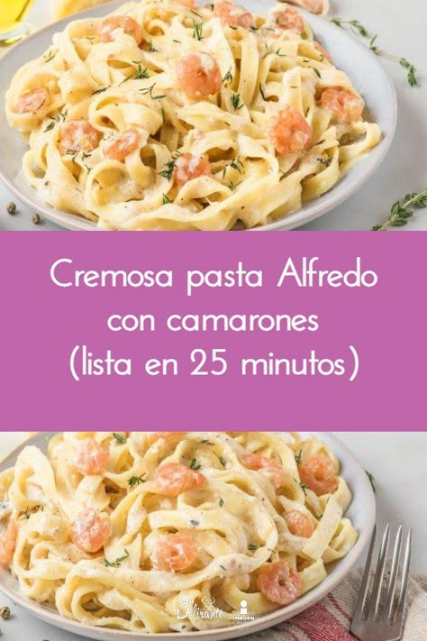 Pasta Alfredo Con Camarones, Pasta Alfredo Receta, Cooked Shrimp Recipes, Recipes By Ingredients, Pasta Alfredo, Gourmet Restaurant, Shrimp Alfredo, Cooked Pasta, Shrimp Recipes For Dinner