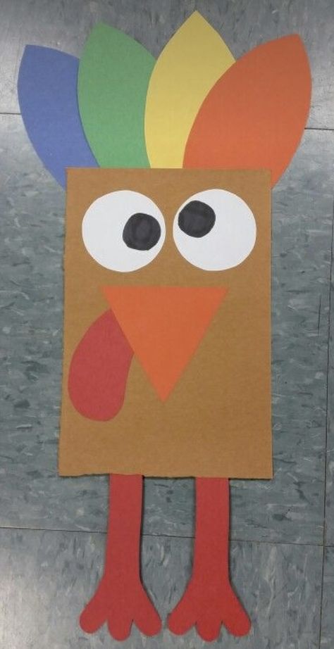 Thanksgiving Projects Preschool, Hanging Turkey Craft For Kids, Rectangle Turkey Craft, Thanks Giving Art For Preschoolers, Big Turkey Craft, Thanksgiving Preschool Art Projects, Thanksgiving Theme Preschool Crafts, Toddler Crafts November, Thanksgiving Crafts Kindergarten Easy