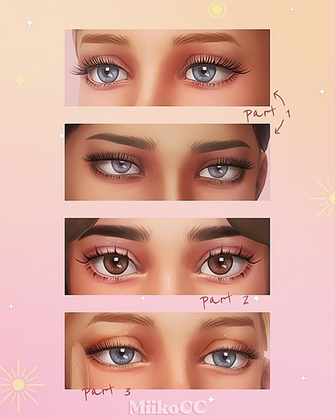 3D eyelashes ☆*:｡Skin details | Miiko on Patreon Sims 4 Piercings, Sims 4 Cc Eyes, Die Sims 4, The Sims 4 Skin, Makeup Cc, Pelo Sims, Skin Details, The Sims 4 Packs, Sims 4 Cc Makeup