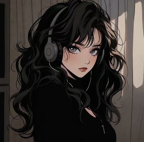 Makeup Emo, 카드 디자인, Girly Art Illustrations, Long Black Hair, Dessin Adorable, Digital Art Anime, Cute Profile Pictures, Cute Art Styles, Digital Art Girl