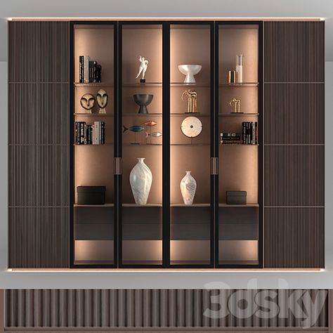 3d models: Wardrobe & Display cabinets - Rimadesio Modulor cabinet Modern Pedestal Sink, Living Room Cupboards, Display Cabinet Design, Crockery Unit Design, Ruang Tv, Crockery Design, Bar Sala, Crockery Unit, Home Bar Design