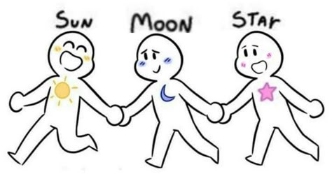 Ship Dynamics Sun And Moon, 4 Types Of Friends In A Group, Sun And Moon Relationship Dynamic, Sun X Moon Ship Dynamic, Friendship Types, Sun And Moon Dynamic, Draw Your Squad Funny Best Friends, Sun Moon Friendship, Trio Dynamic