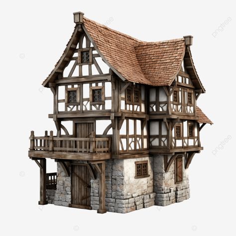 Medieval Cottage Exterior, Medieval Tudor House, Medival House Ideas, Enshrouded Build Ideas, European House Design, Medieval House Design, Medieval House Concept Art, Castles Medieval, Fantasy House Concept