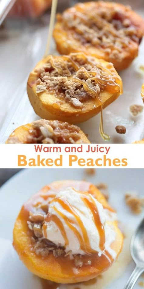 Peaches Dessert, Baked Peaches, Peach Dessert, Peach Dessert Recipes, Tastes Better From Scratch, Baked Peach, Oat Crumble, Peach Recipes, Peach Desserts