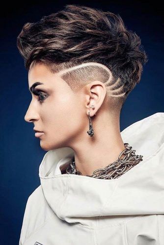 Unisex Haircut, Side Shave Design, Shave Designs, Hair Tattoo Designs, Androgynous Haircut, Fade Haircut Styles, Undercut Designs, Shaved Hair Designs, Taper Fade Haircut