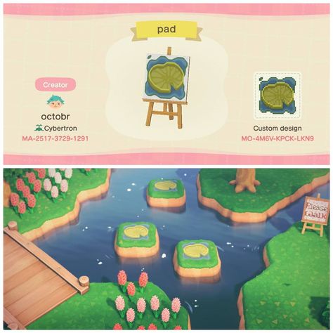 Animal Crossing - ACNH codes posted on Instagram: “Get a more natural look with this Lily pads custom design. Posted by resettiville on twitter.” • See all of @ac.customdesigns's photos and videos on their profile. Acnh Path, Acnh Cottagecore, Acnh Paths, Ac Codes, Animal Crossing 3ds, Animal Crossing Memes, Acnh Custom Designs, Animal Crossing Guide, Acnh Design Codes