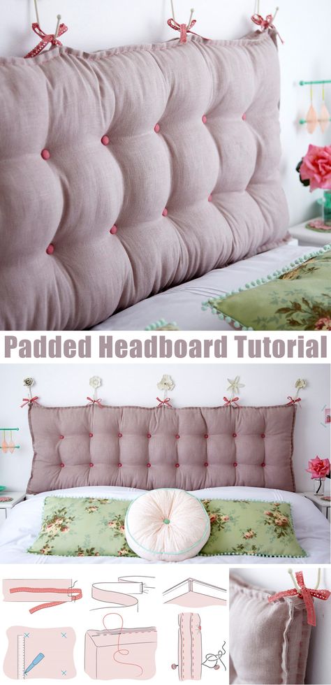 Pillow Headboard Diy, Make A Padded Headboard, Bed Headboard Ideas, Headboard Alternative, Quilted Headboard, Headboard Tutorial, Diy Bed Headboard, Simple Headboard, Pillow Headboard