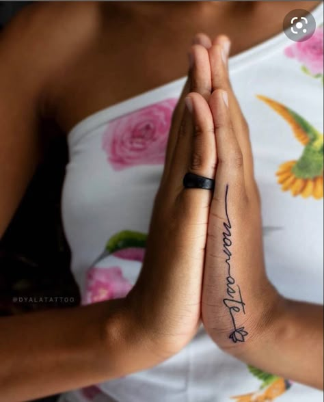 Zen Hand Tattoo, Mini Yoga Tattoo, Small Spiritual Tattoos Black Women, Yoga Related Tattoos, Yogi Tattoo Ideas, Yoga Symbols Tattoo, Meditation Tattoos For Women, Yoga Inspired Tattoos, Yoga Tattoos For Women