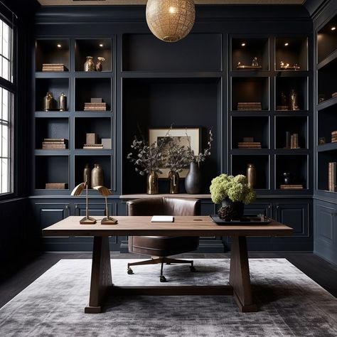 Masculine Home Office, Home Wine Bar, Office Inspo, Office Makeover, Custom Built Homes, Inviting Home, Library Design, Home Office Ideas, Home Offices