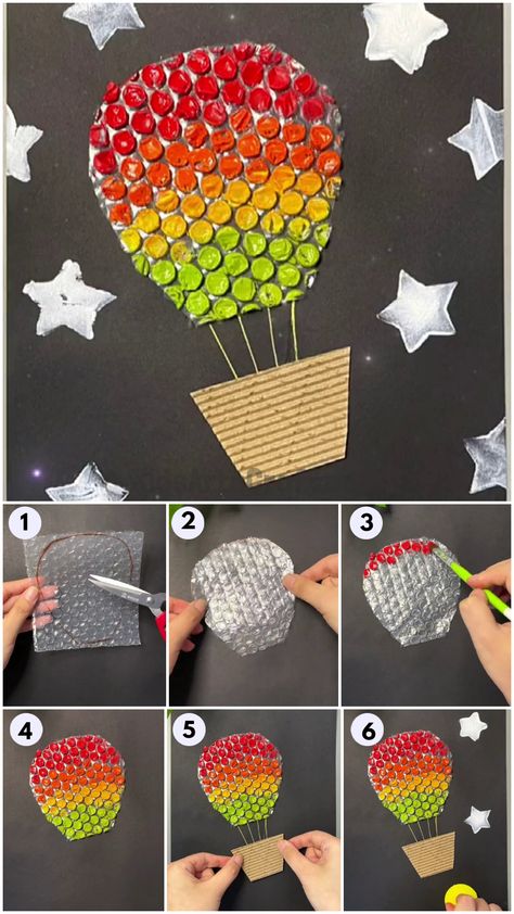 Toddler Diy Activities, Ballon Crafts, Bubble Wrap Painting, Butterfly Art And Craft, Air Balloon Craft, Bubble Wrap Art, Beehive Art, Balloon Craft