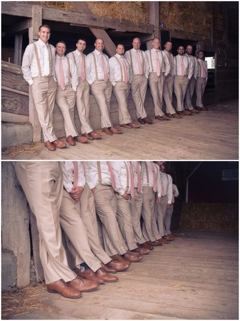 Blush Pink Entourage, Sage And Dusty Rose Groomsmen Attire, Blush Pink Groomsmen Suit, Light Pink And Khaki Wedding, Sage Green And Dusty Rose Groomsmen Attire, Dusty Pink Groomsmen, Groomsmen Attire Pink Tie, Tan And Pink Groomsmen Suits, Dusty Pink And Tan Wedding