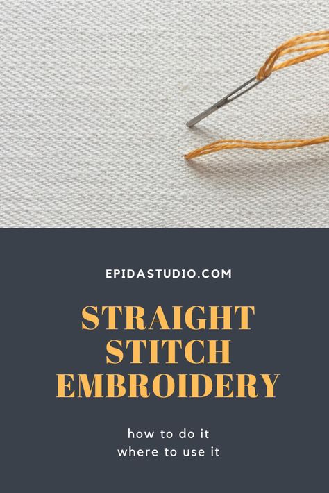 Straight Stitch Embroidery Tutorial, Strait Stitch Embroidery, Straight Stitch Embroidery Design, Straight Embroidery Stitches, Embroidery Straight Stitch, Modern Embroidery Designs Unique, Straight Stitch Embroidery, Freestyle Embroidery, Basic Hand Embroidery