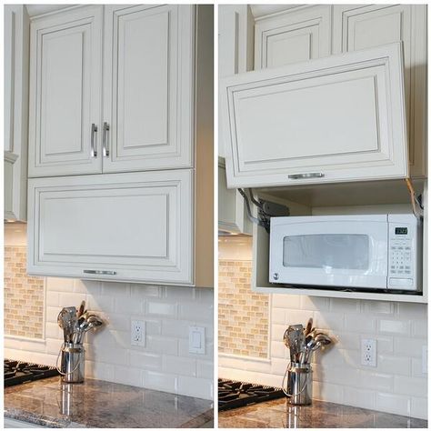 Hide Microwave In Cabinet, Microwave Hidden Cabinet, Upper Microwave Cabinet, How To Hide Microwave In Small Kitchen, Where To Put Microwave In Kitchen Countertops, Small Microwave In Cabinet, Hidden Microwave Small Kitchen, Microwave In Laundry Room, Hiding A Microwave In A Small Kitchen