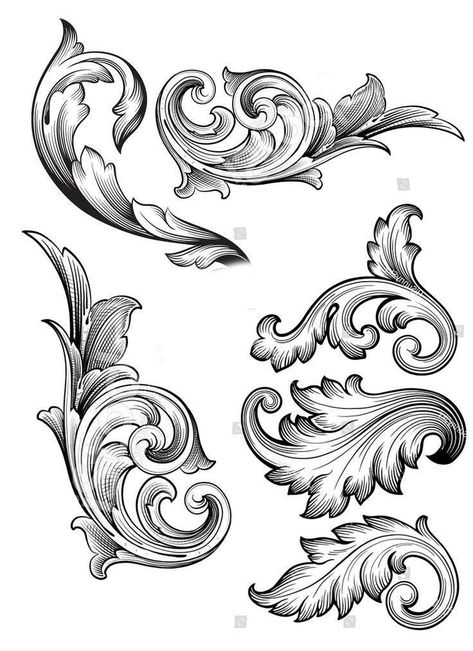 Filagree Tattoo Stencil, Filligree Tattoos Designs For Men, Filigree Design Drawing, Filagree Design Tattoo Outline, Fillagry Designs Tattoo, Acanthus Leaf Tattoo, Filigree Tattoo Stencil, Filligree Tattoos Designs, Acanthus Tattoo