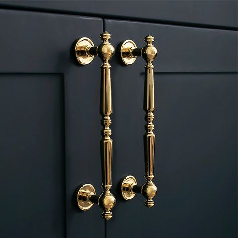 Upgrade your kitchen cabinet or dresser with our Polished Gold Handle Pulls. These semi-classical art decor knobs blend timeless elegance with modern functionality, making them perfect replacement knobs for any space.  Crafted from high-quality materials, these pulls are durable and easy to install. Enhance your kitchen drawers, cupboards, or wardrobe with these decorative handles that bring a touch of luxury to your home. Whether you're refreshing your kitchen hardware or looking for unique cab Eclectic Cabinet Hardware, Unique Kitchen Drawer Pulls, Kitchen Cupboard Hardware, French Country Kitchen Hardware, Gold Cabinet Hardware Kitchen, Gold Knobs Kitchen, Gold Kitchen Cabinets, Gold Kitchen Handles, Kitchen Hardware White Cabinets