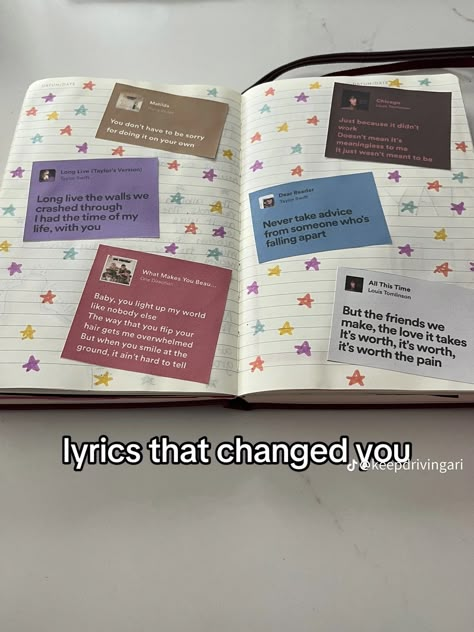 Pinterest Journal Ideas, Things To Put In A Scrapbook, Diy Journal Supplies, 2024 Journal Ideas, New Year Journal Ideas, Holiday Scrapbook Ideas, Viral Books, Gorgeous Taylor Swift, New Year Journal