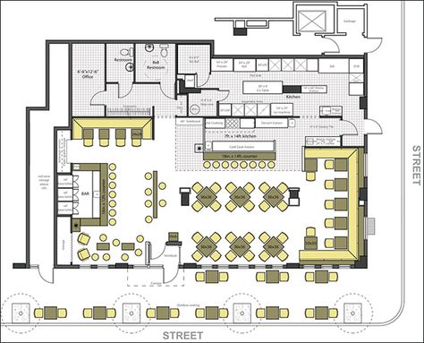 Restaurant Design Software | Quickly Design Restauarants with CAD Pro Cafe Floor Plan, Cafe Plan, Restaurant Floor Plan, Restaurant Layout, Restaurant Plan, Kitchen Bar Design, Bar Flooring, Restaurant Flooring, Bar Design Awards