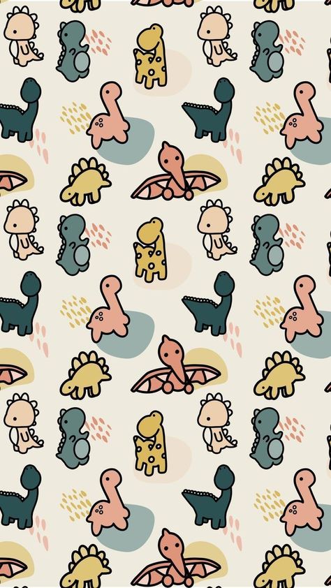 Wallpaper Cute Dino, Dinosaurs Clipart, Dino Design, Cute Dino, Dinosaur Illustration, Dinosaur Pattern, Hand Drawn Pattern, Kids Fabric, Kids Home