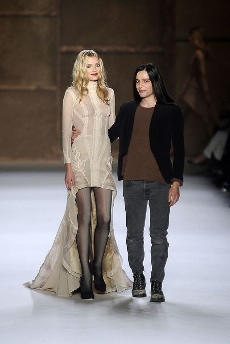 Lily Donaldson and Olivier Theyskens Olivier Theyskens, Carmen Kass, Cover Of Vogue, Celebrity Closets, Lily Donaldson, Satin Wedding Gown, Dresses For Weddings, Iconic Dresses, Victoria's Secret Fashion Show