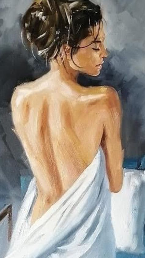 Painting Of Back Of Women, Womans Back Painting, Intimidating Poses Reference, Nude Watercolor Painting, Female Paintings, Painting Women, Nude Artwork, Indian Art Gallery, Never Understand