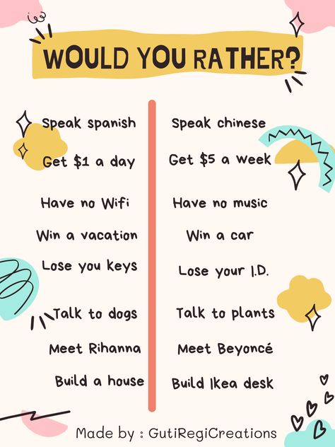 Asking All Them Questions, Group Chat Games, Child Like Faith, Fun Questions For Kids, Would You Rather Quiz, Good Mum, Color Street Games, Funny Dares, Arbonne Marketing