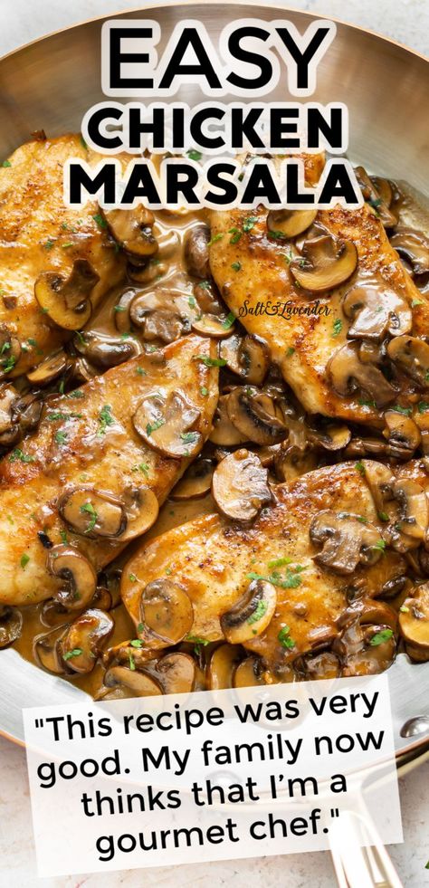 Chicken Marsala With Mushrooms, Easy Chicken Marsala Recipe, Easy Chicken Marsala, Chicken Marsala Recipe, Chicken Marsala Easy, Wine Chicken, Chicken Smothered, Marsala Recipe, Wine Butter