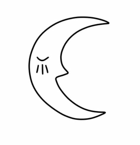 Easy Moon Tattoo, Sleeping Moon Tattoo, Line Art Moon Tattoo, Sleepy Tattoo Ideas, Smiling Moon Tattoo, Cartoon Moon Tattoo, Moon Tattoo Face, Moon Tattoo With Face, Sleepy Tattoo