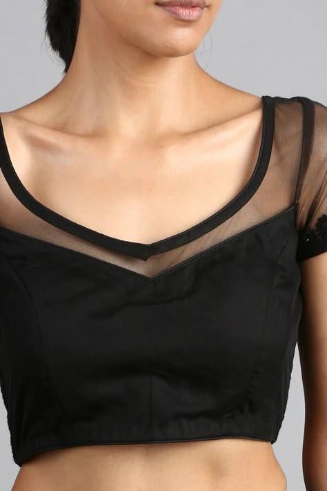 Black Fancy Blouse Designs, Stylish Black Blouse Design, Front Net Blouse Design, Blouse Designs Latest Net Fabric, Blouse Designs Front Hook, Back Hooks Blouse Designs, Blouse Net Designs Latest, Black Net Blouse Designs Latest, Black Colour Blouse Designs