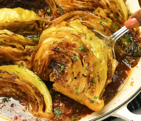 Braised Cabbage Wedges Braised Cabbage And Apples, Braised Cabbage With Crispy Topping, Beer Braised Cabbage, Braised Cabbage With Bacon, Braised Cabbage Wedges, Seared Cabbage Wedges, Cabbage Wedges Roasted, German Cabbage Recipes, Braised Cabbage Recipes