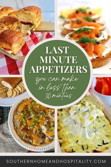 Want to make an appetizer for a party, gameday, or potluck but need it to be fast? I've collected a list of some of the best appetizers to make in 30 minutes or less with easy dips and other bite-sized noshes that will have everyone thinking you spent a lot more time! No Cooking Appetizers Easy, Quick And Easy Party Appetizers, Easiest Party Appetizers, Last Min Appetizers, Single Serving Appetizers, Super Simple Appetizers, No Oven Appetizers, Best Potluck Appetizers, Simple Savory Appetizers