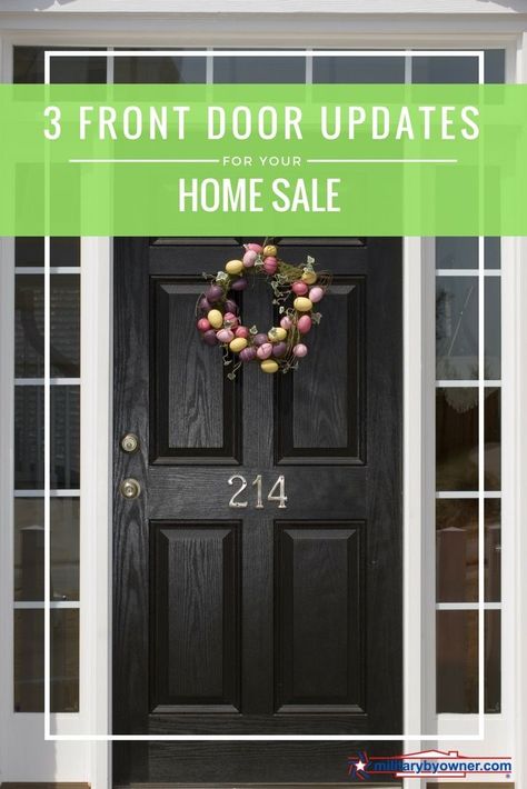 Use these front door makeover ideas to give your home a curb appeal update for your home sale. Front Door Makeover Ideas, Door Makeover Ideas, Farmhouse Style Wreath, Front Door Makeover, Apartment Makeover, House Front Door, Rental Decorating, Front Door Design, Small Budget