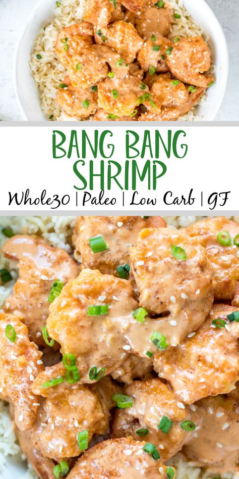 Shrimp Paleo, Whole30 Shrimp Recipes, Bang Bang Shrimp Recipe, Whole30 Dinner, Whole 30 Meal Plan, Whole30 Dinner Recipes, Easy Whole 30 Recipes, Bang Bang Shrimp, Whole30 Dinners