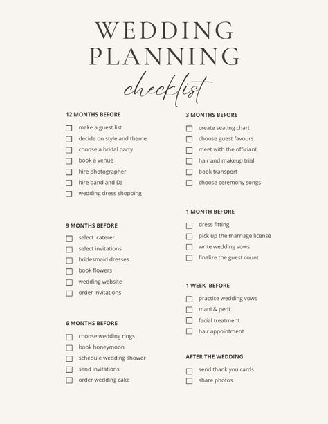 I know how much goes into a wedding (even a smaller, more intimate wedding) & it can be a lot of work. But it can be overwhelming to know where to start! This wedding planning checklist is long & it doesn’t cover absolutely everything but it will be helpful to refer back to during your wedding planning journey. This checklist will help you know where to start & how to plan your wedding & get you on the right track! Wedding How To Plan, Wedding Planning Timeline 8 Months, Cheap Wedding Checklist, Everything You Need To Know About Planning A Wedding, Minimalist Wedding Checklist, Wedding Table Checklist, Wedding Where To Start, Month Of Wedding Checklist, Diy Wedding List To Do