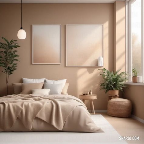 Bedroom with a bed. Colors, Desert sand. Cool interior design. Follow us and visit our site for more amazing content! #weird #diningroom #bathroom #color #photo #livingroom #Colors #image #bed #pattern #crafts #boho #kitchen #digitalart #furniture Desert Sand Wall, Sand Color Bedroom Ideas, Sand Colour Walls, Sand Colour Bedroom, Nomadic Desert Paint, Desert Room Decor, Sand Color Bedroom, Adu Inspiration, Sand Bedroom