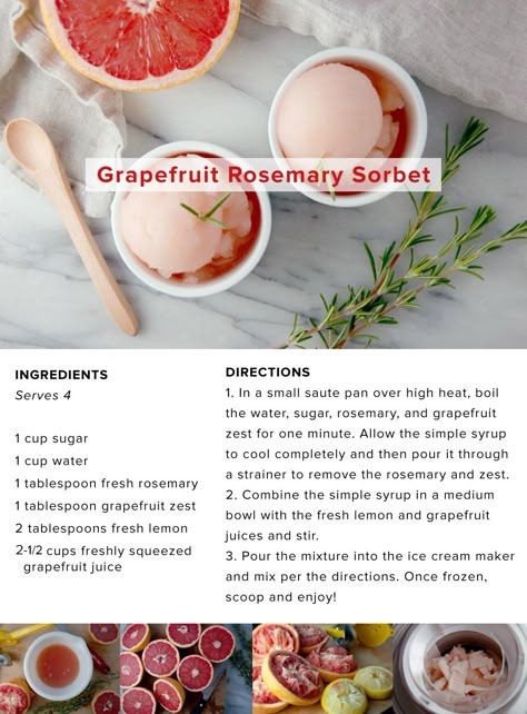 Unique Sorbet Flavors, Grapefruit Sorbet Recipe, Kitchenaid Ice Cream Recipes, Grapefruit Sorbet, Etiquette Dinner, Vegan Sorbet, Grapefruit Recipes, Life Made Simple, Gelato Recipe