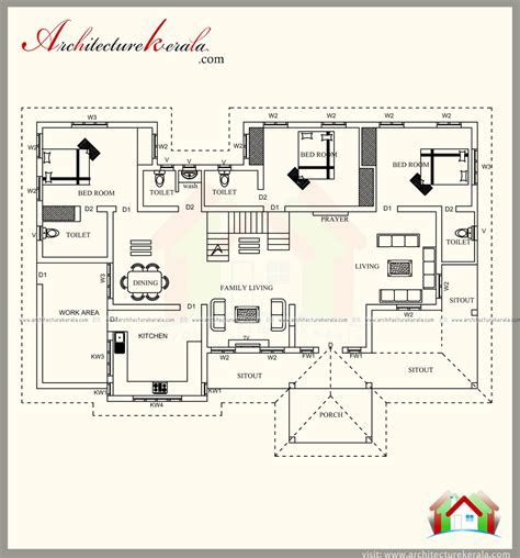 Mini Courtyard, 2500 Sq Ft House Plans, 500 Sq Ft House, Single Level House Plans, Kerala Homes, 3 Bedroom Home Floor Plans, Residential Plan, 2000 Sq Ft House, 1 Bedroom House Plans