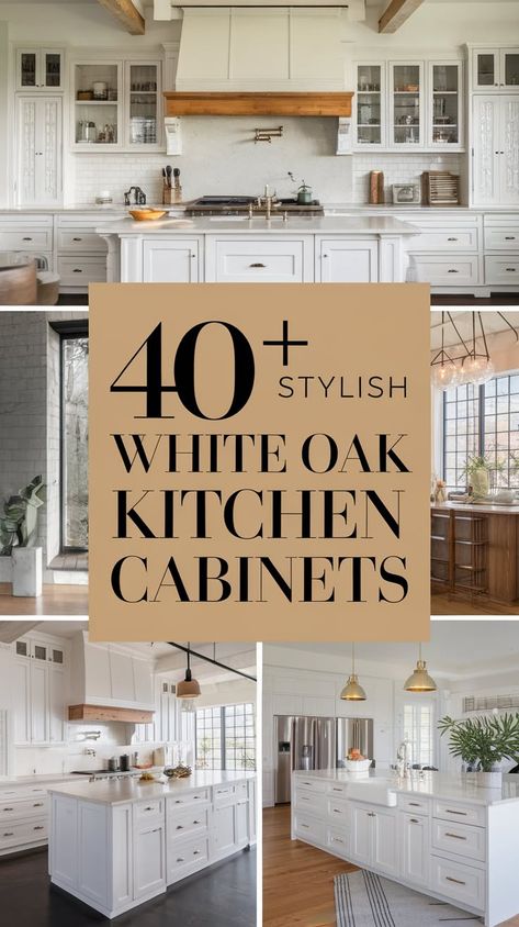 40+ Timeless White Oak Kitchen Cabinet Ideas That Never Go Out of Style Granite With White Oak Cabinets, White Mdf Kitchen Cabinets, White Oak Wood Cabinets Kitchen, Natural Wood And Cream Kitchen, Painting Oak Kitchen Cabinets White, White Cabinets With Light Wood Floors, Light Oak And White Kitchen Cabinets, Honey Oak Kitchen Floors, Light Natural Wood Cabinets