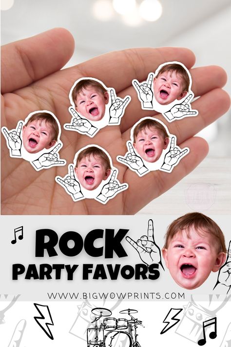 Kiss Band Themed Party, Rock Star Decorations, One Rocks Party Favors, Metal Themed Birthday Party, Rock N Roll 3rd Birthday Party, Rock Roll Birthday Party, Rock And Roll Two Year Old Birthday, 1st Birthday Rockstar Theme, Rock N Roll Baby Birthday