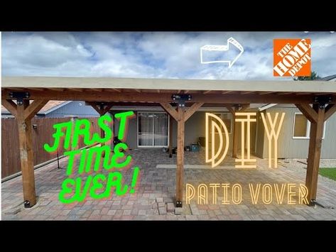 (65) DIY porch | FREE STANDING PATIO COVER | material from HOME DEPOT - YouTube Free Standing Porch, Free Standing Patio Cover, Free Standing Patio, Building A Patio, Diy Porch, Patio Cover, Covered Porch, Covered Patio, Free Standing