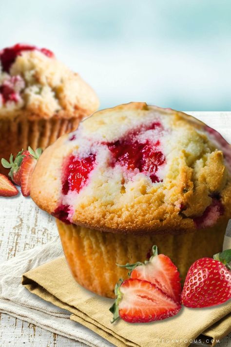 Vegan Strawberry Muffins Vegan Strawberry Recipes, Vegan Strawberry Muffins, Eggless Cupcakes, Vegan Cornbread, Bible Wallpaper, Light Dessert, Strawberry Muffins, Cozy Breakfast, Light Desserts