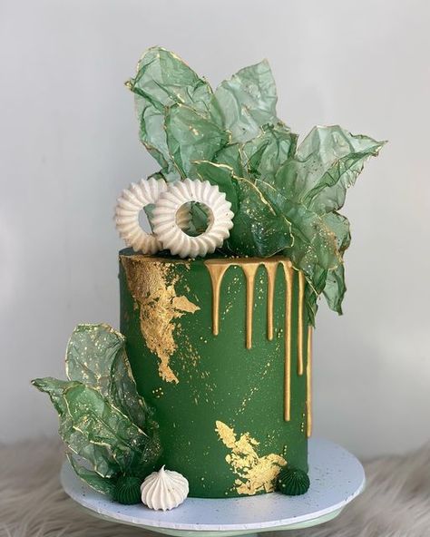 Marrie’s Custom Desserts on Instagram: "Beautiful Forrest green to match the birthday girl dress 💚" Forest Green Birthday Cake, Green Birthday Cake For Women, Green Birthday Cake Ideas, Olive Green Cake, Green And Gold Birthday Cake, Green Theme Cake, Green Cake Birthday, Pastel Green Cake, Green Cake Decoration