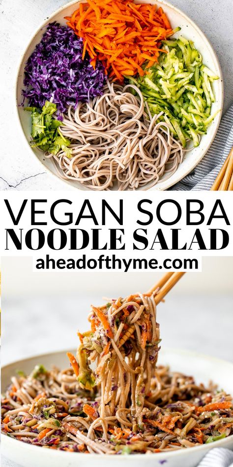 Asian Cold Noodle Salad, Soba Salad, Buckwheat Soba Noodles, Soba Noodles Recipe, Soba Noodle Salad, Noodle Salad Cold, Asian Inspired Salad, Soba Noodles Salad, Vegan Noodles