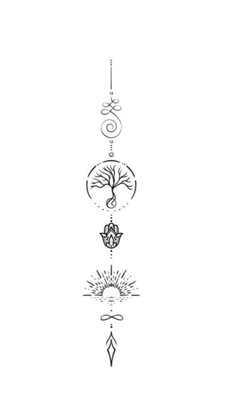 215+ Spirited Chakra Tattoo Designs and Ideas (2023) - TattoosBoyGirl Symbolic Spine Tattoo, Tattoo Ideas And Their Meanings, Unalome Tree Of Life Tattoo, Tree Of Life Spine Tattoo, Unalome Spine Tattoo, Boho Moon Tattoo, Spiritual Spine Tattoos For Women, Yoga Inspired Tattoos, Hippy Tatoos Free Spirit