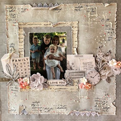 Heritage Scrapbooking Layouts, Kaisercraft Scrapbooking, Kaisercraft Layouts, April Challenge, Mixed Media Layout, Beautiful Scrapbook Layouts, Heritage Scrapbooking, Baby Layouts, Lay Outs